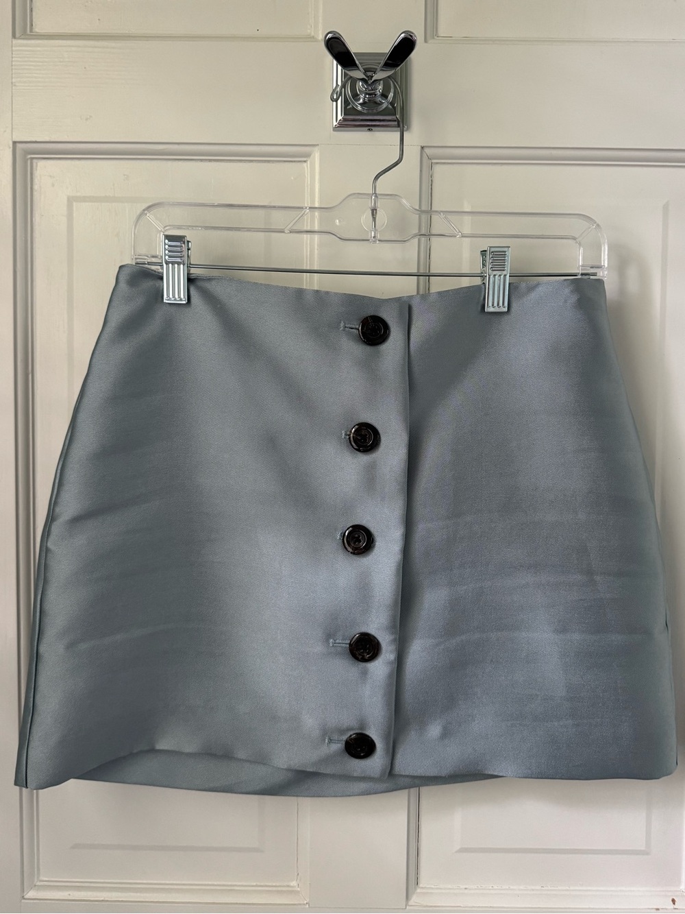Urban Outfitters Silver Satin Button-Front Mini Skirt